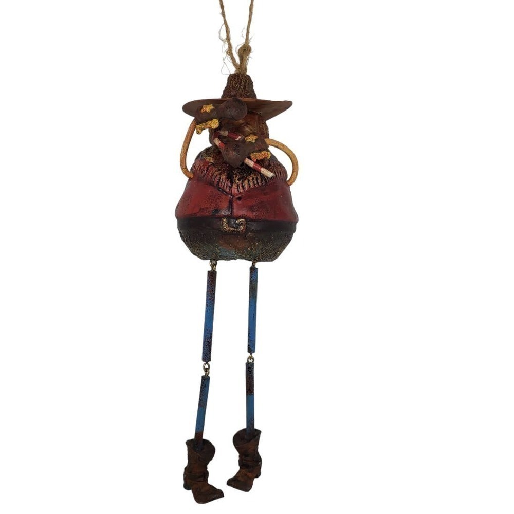 Vintage Copper Hat Cowboy Boots Christmas Ornament Posable Arms Western American